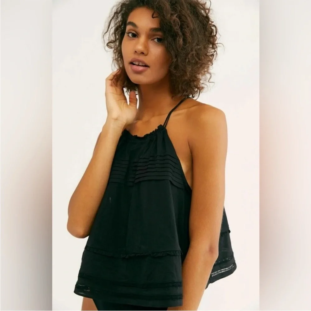 Free People Black Trust Me Bodysuit By Intimately Playsuit Ruffle Tassel Sz Sm